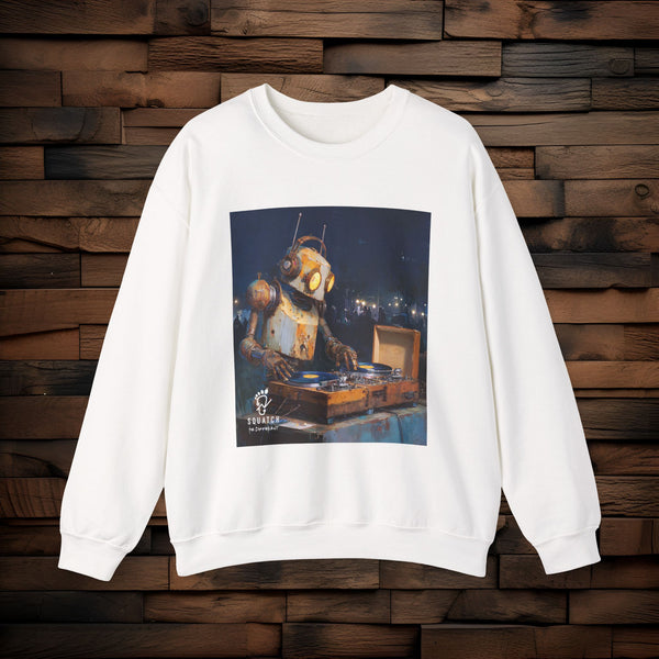 Mr. Mix 3000 Crewneck Sweatshirt — Retro Sci‑Fi Turntable Graphic
