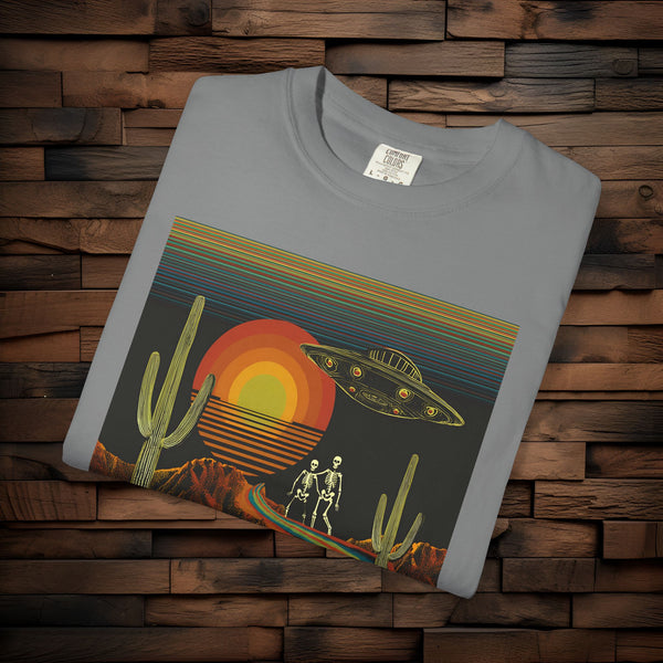 Desert Bones UFO T-Shirt — Rainbow Road Sunset Graphic Tee
