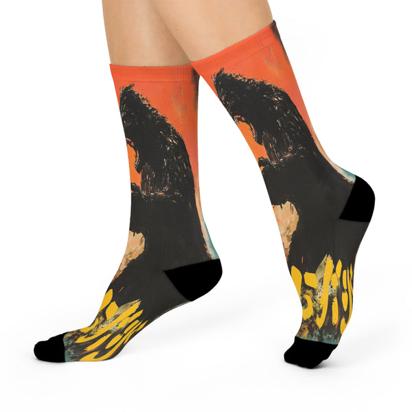 Godzilla Retro Poster Crew Socks — Cushioned Graphic Monster Socks