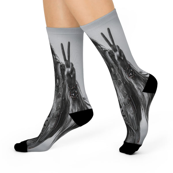 Greatful Squatch - Peace Sign Crew Socks - Boho Cushion Socks