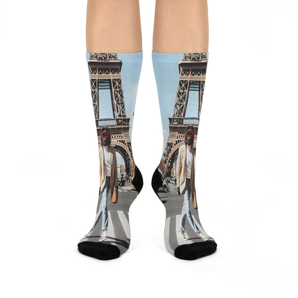 Eiffel Tower Photo Crew Socks — Paris Travel Cushion Socks